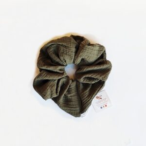 Scrunchie maxi in cotone garzato verde militare
