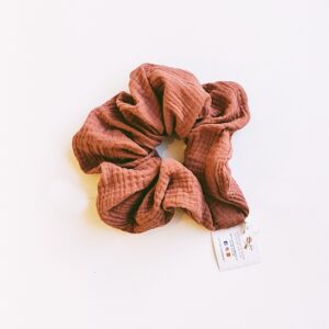 Scrunchie maxi in cotone garzato ruggine