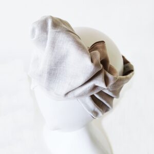 Fascia turbante modellabile in cotone garzato giapponese grigio chiaro con micro fantasie bianco grigio