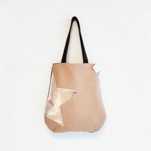 Borsa Short Long in similpelle rosa chiaro con stella similpelle lurex rosa